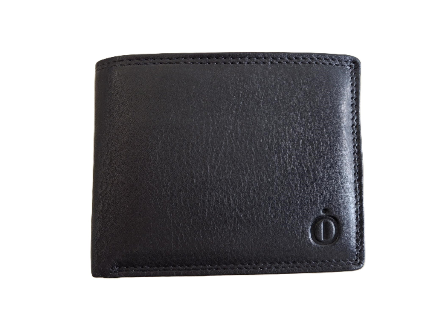 Oi zwarte leren herenportemonneetje met ritsvak voor kleingeld / kleine platte billfold met rits voor munten / compact beursje voor 9 pasjes / RFID safe / zwart leer / 621