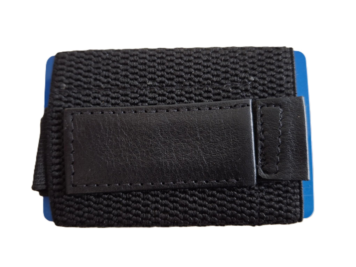 Oi zwart leren mini portemonneetje / kleinste hoesje voor pasjes met klein munt vakje / pasjeshouder met lip om pasjes omhoog te trekken / zwart leer / 638