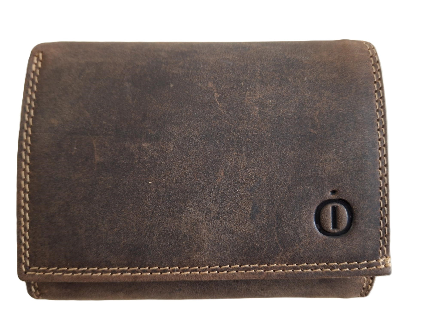 Oi Hunter bruin leren linkshandige damesportemonnee / compact overslagportemonneetje voor linkshandige mensen / klein beursje RFID safe / bruin leer / 577H