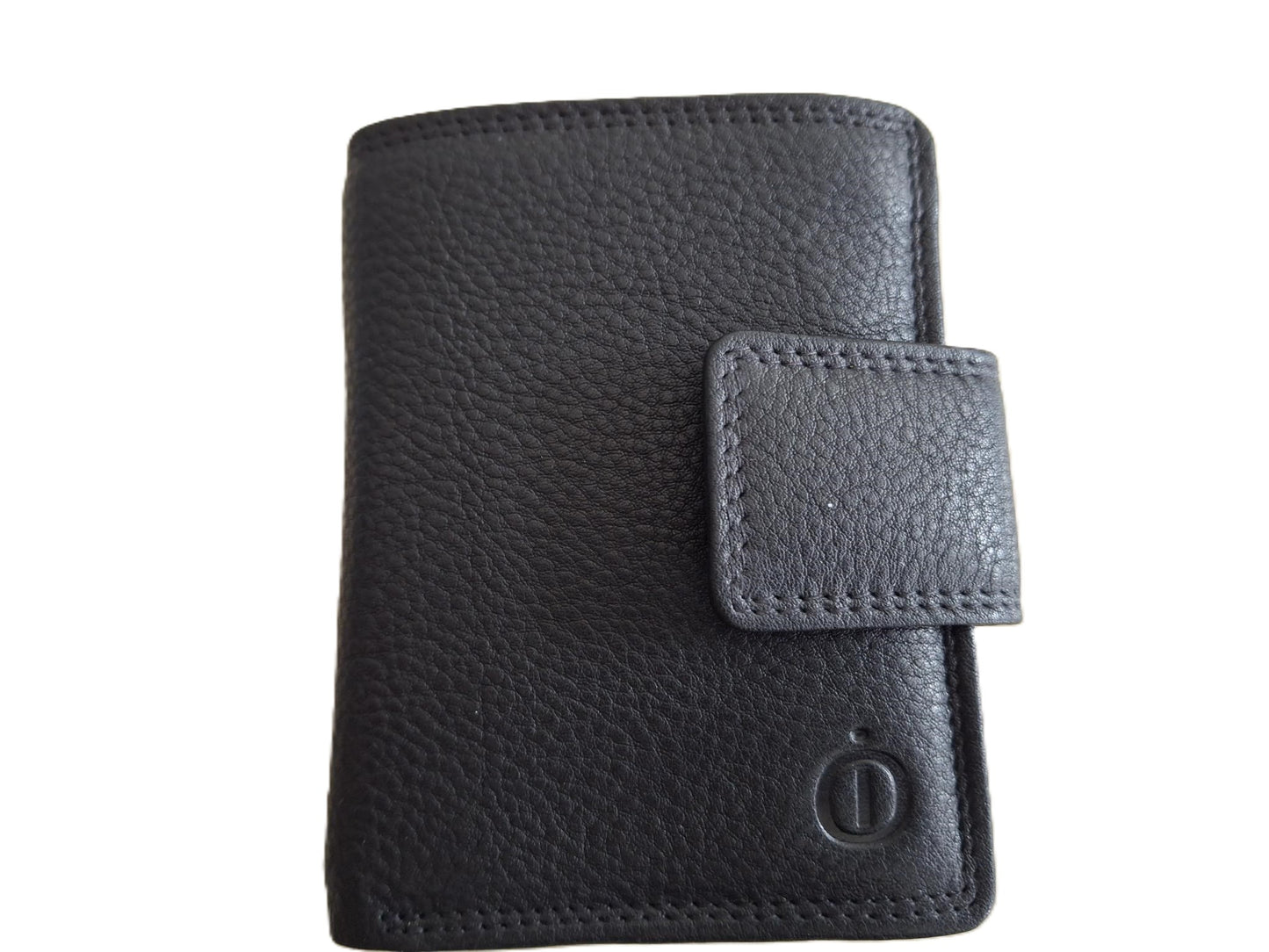 Oi zwarte leren billfold met Cardprotector afsluitbaar / normale portemonnee met Figuretta pasjeshouder en lip om af te sluiten / complete portemonnee met anti skim kastje / leren beurs met metalen pasjeshouder / zwart / 671