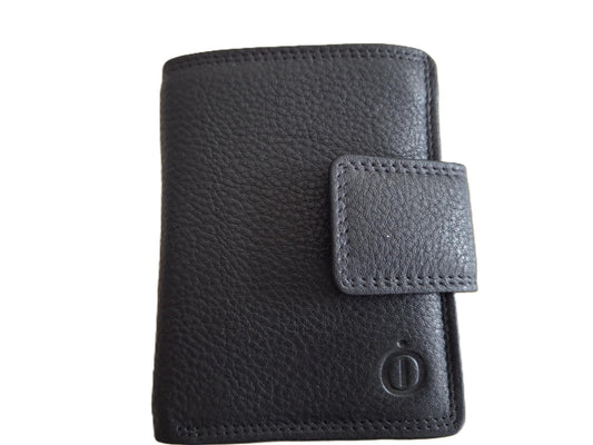 Oi zwarte leren billfold met Cardprotector afsluitbaar / normale portemonnee met Figuretta pasjeshouder en lip om af te sluiten / complete portemonnee met anti skim kastje / leren beurs met metalen pasjeshouder / zwart / 671