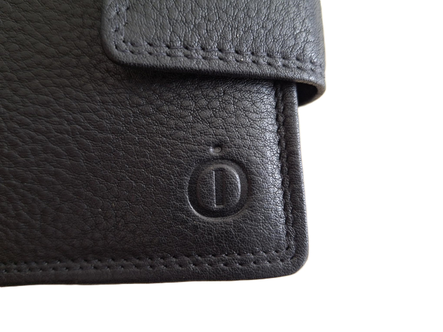 Oi zwarte leren billfold met Cardprotector afsluitbaar / normale portemonnee met Figuretta pasjeshouder en lip om af te sluiten / complete portemonnee met anti skim kastje / leren beurs met metalen pasjeshouder / zwart / 671