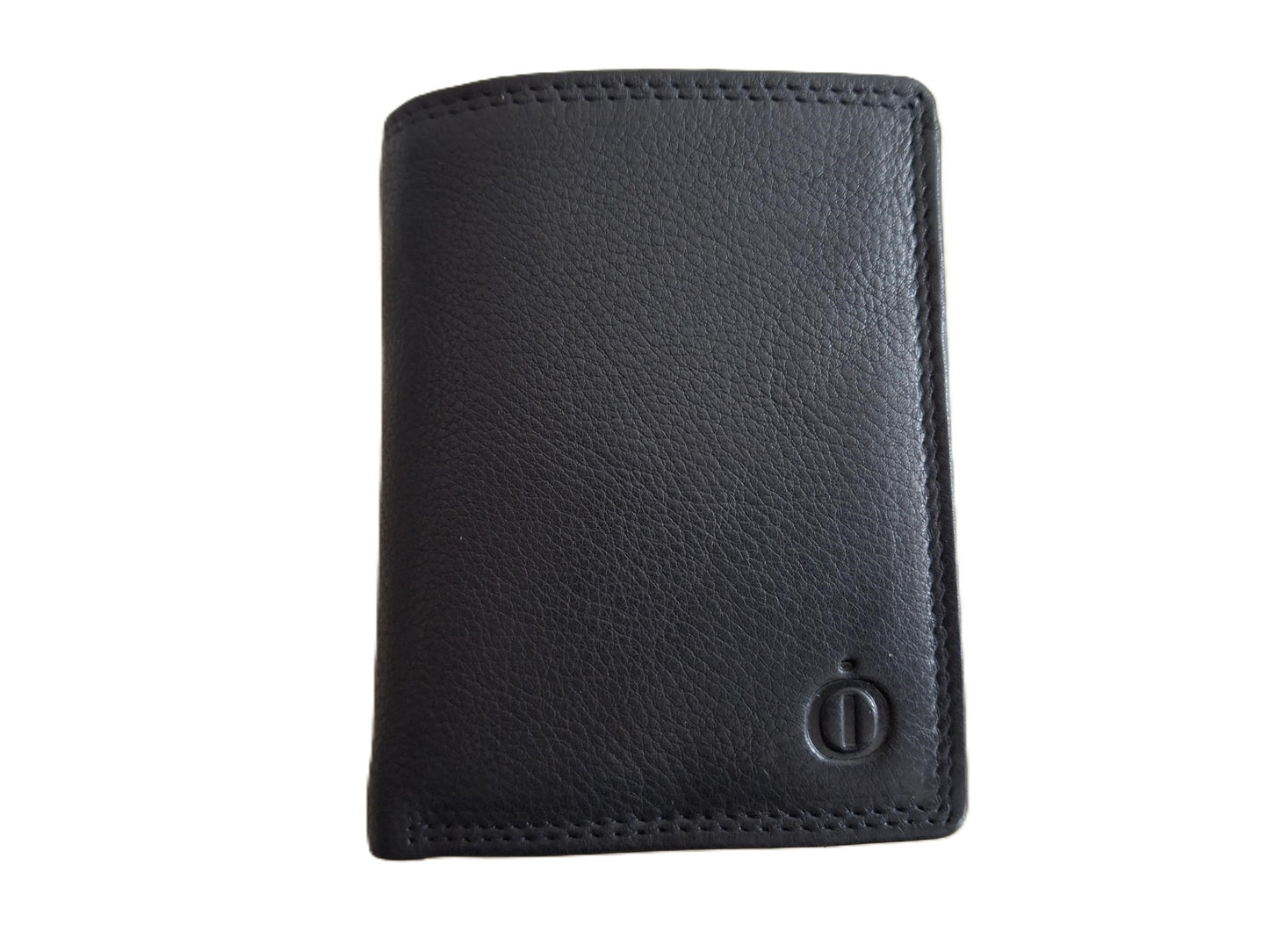 OI zwarte leren billfold met cardprotector en ritsvak voor muntgeld / normale portemonnee met Figuretta pasjeshouder en rits / complete portemonnee met anti skim kastje / leren beurs met metalen pasjeshouder / zwart / 669