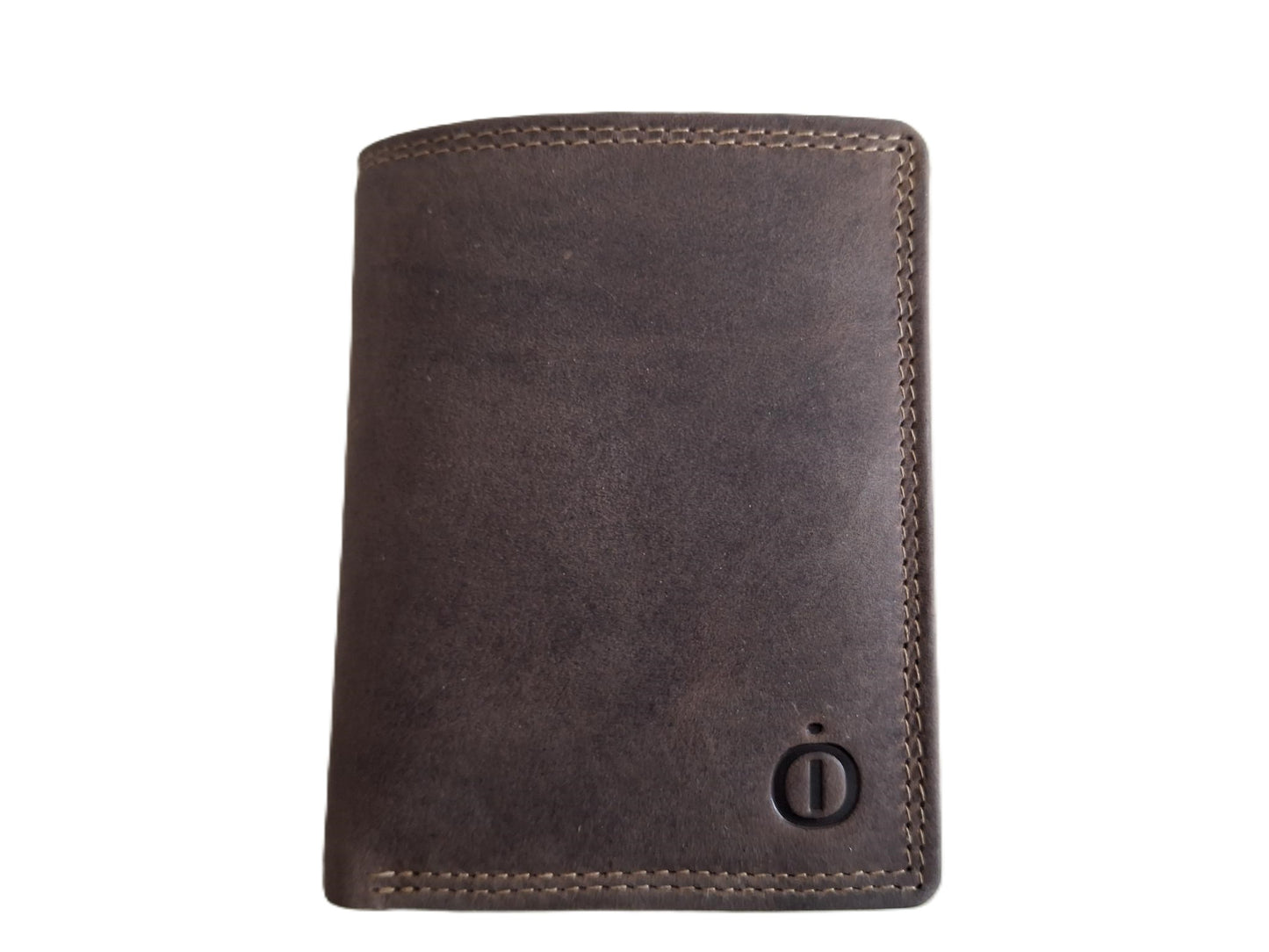 OI Hunter bruine leren billfold met cardprotector en ritsvak voor muntgeld / normale portemonnee met Figuretta pasjeshouder en rits / complete portemonnee met anti skim kastje / leren beurs met metalen pasjeshouder / bruin leer / 669H