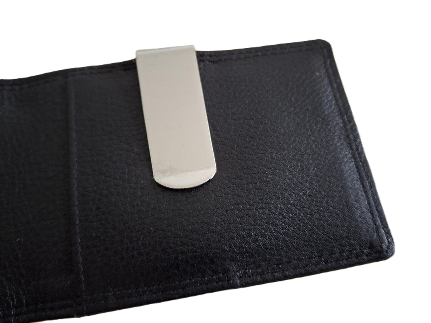 Oi zwarte leren billfold met dollarclip / herenportemonnee met geldklem en ruimte voor pasjes / platte portemonnee zonder kleingeldvak / RFID SAFE / zwart / 681