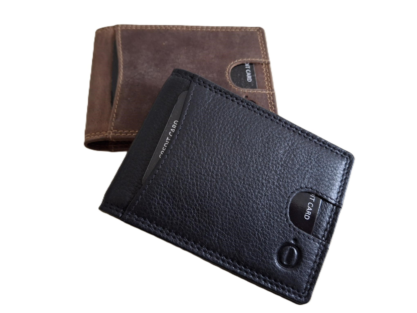 Oi zwarte leren billfold met dollarclip / herenportemonnee met geldklem en ruimte voor pasjes / platte portemonnee zonder kleingeldvak / RFID SAFE / zwart / 681