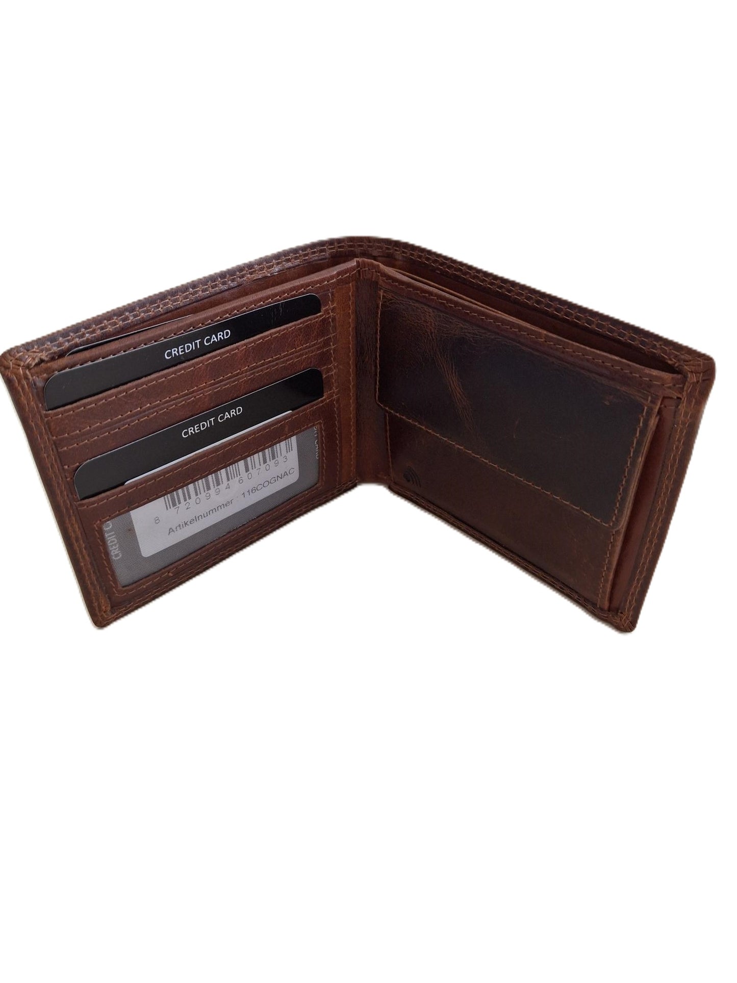 OI LUXE Cognac kleurige lederen herenportemonnee / zeer platte billfold laag model / dunne herenbeurs / RFID SAFE / cognac bruin leer / 116Cognac CRUNCH