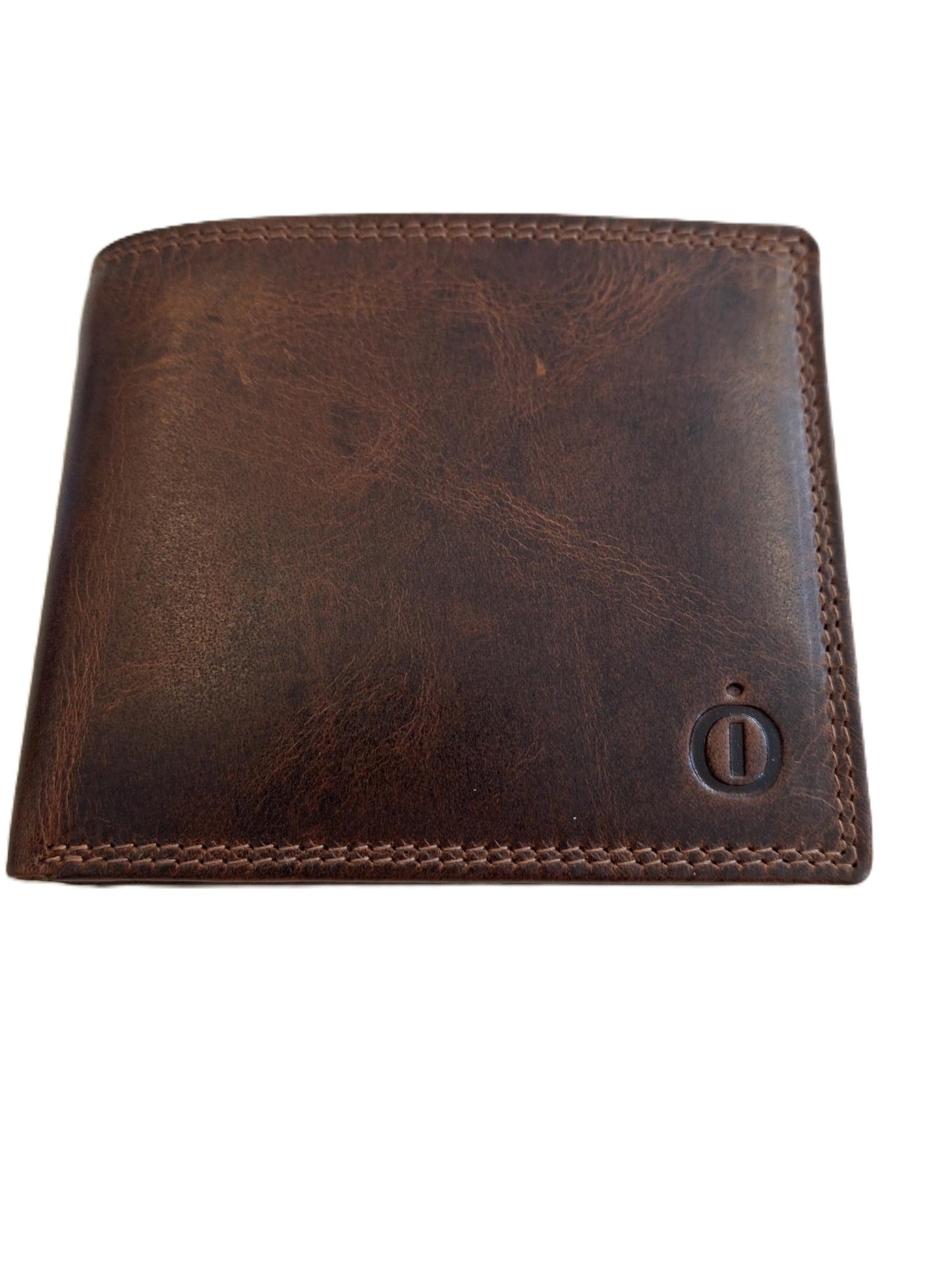 OI LUXE Cognac kleurige lederen herenportemonnee / zeer platte billfold laag model / dunne herenbeurs / RFID SAFE / cognac bruin leer / 116Cognac CRUNCH
