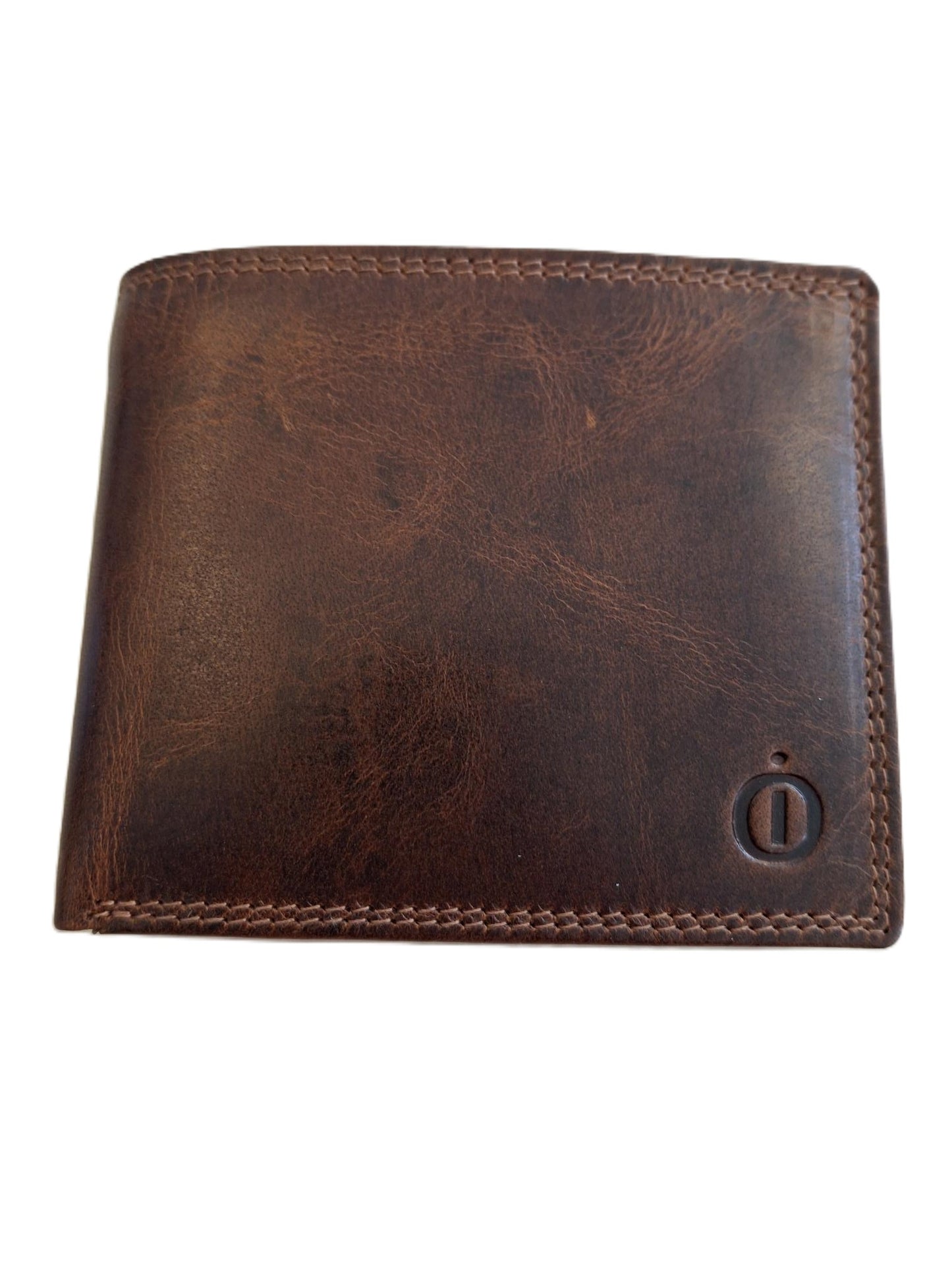 OI LUXE Cognac kleurige lederen herenportemonnee / zeer platte billfold laag model / dunne herenbeurs / RFID SAFE / cognac bruin leer / 116Cognac CRUNCH