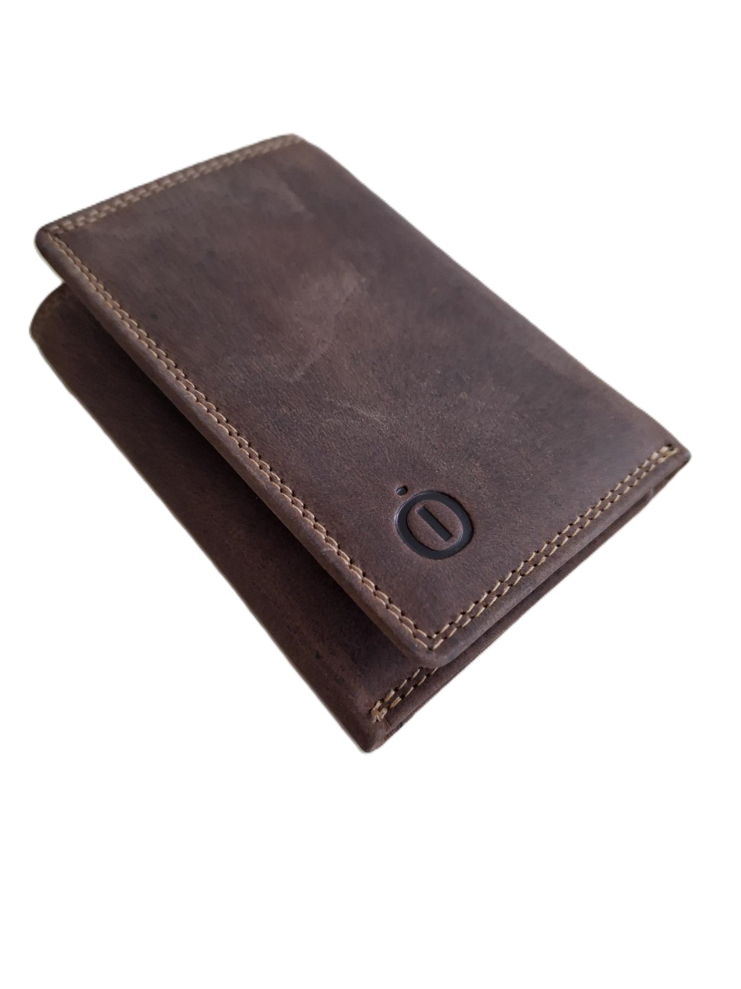 Oi Hunter bruine leren Trifold wallet / Drieluik portemonnee met ruimte voor veel pasjes en biljetten / platte beurs hoog model zonder muntvak / RFID SAFE / bruin leer / 683H