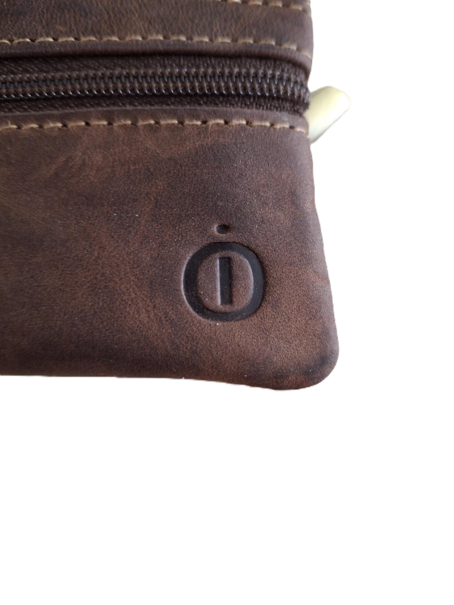 Oi Hunter bruine leren Sleuteletui small / klein sleutelbeursje / sleutelhoesje 3 ritjes / soepel kleingeld buideltje met sleutelring / bruin leer / 665H