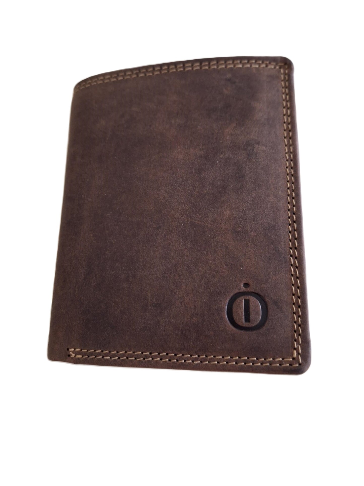OI kleine Hunter bruine lederen billfold hoog model / verticale portemonnee zeer compact tóch veel ruimte voor pasjes / kleine complete heren beurs / Anti skim / bruin leer / 667H