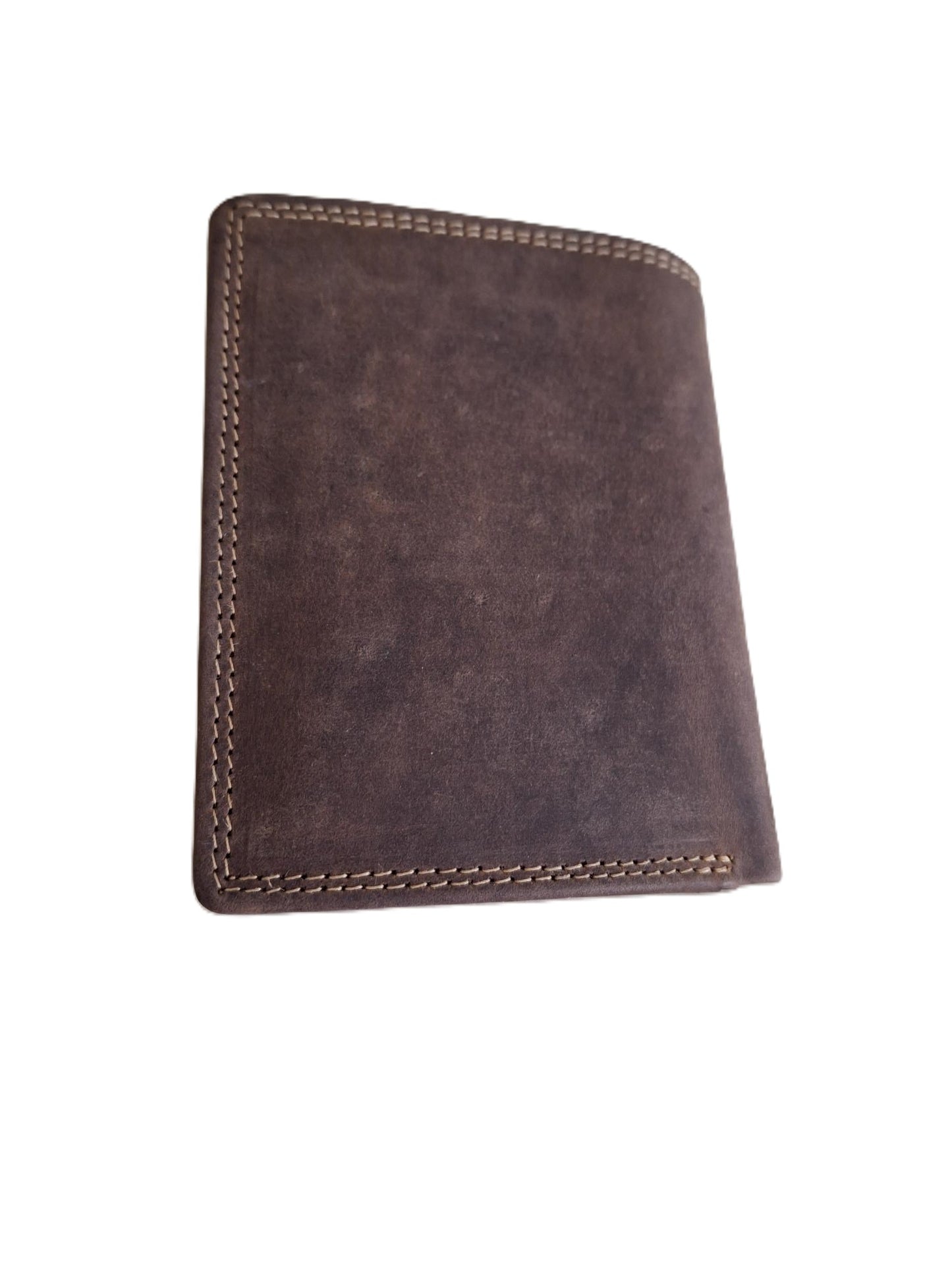 OI kleine Hunter bruine lederen billfold hoog model / verticale portemonnee zeer compact tóch veel ruimte voor pasjes / kleine complete heren beurs / Anti skim / bruin leer / 667H