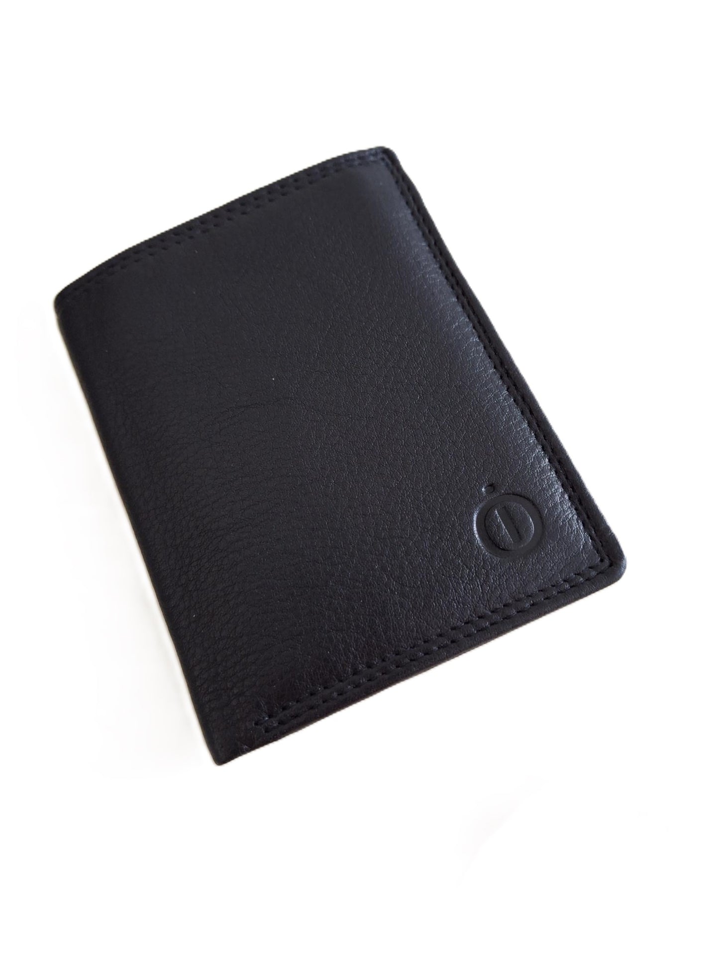 OI kleine zwarte lederen billfold hoog model / verticale portemonnee zeer compact tóch veel ruimte voor pasjes / kleine complete heren beurs / Anti skim / zwart / 667