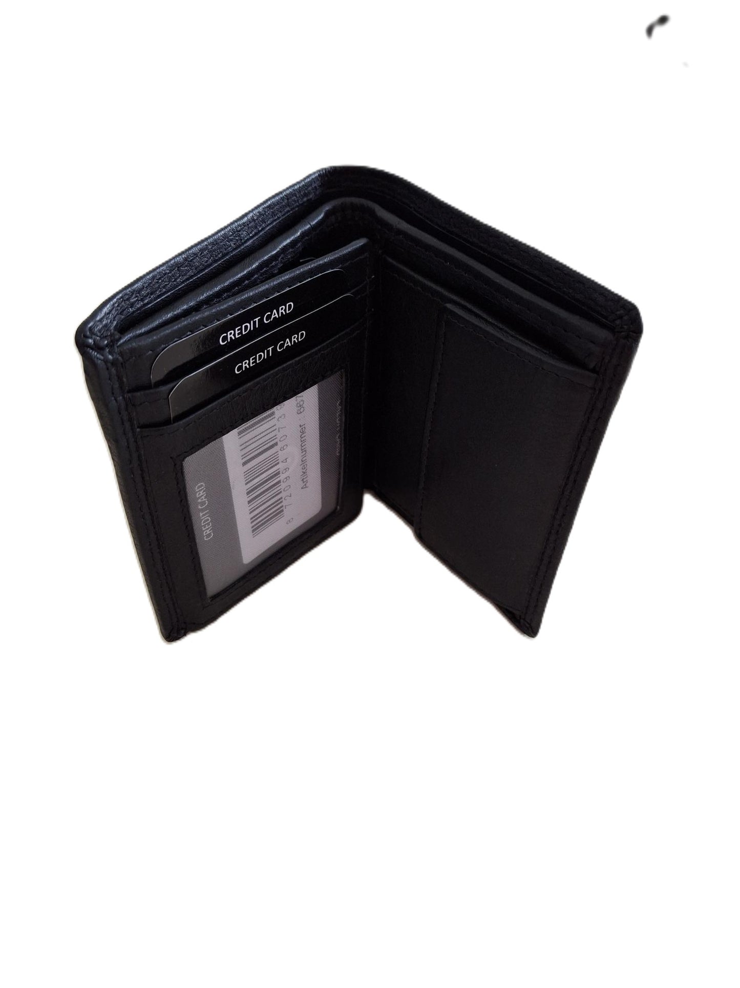 OI kleine zwarte lederen billfold hoog model / verticale portemonnee zeer compact tóch veel ruimte voor pasjes / kleine complete heren beurs / Anti skim / zwart / 667
