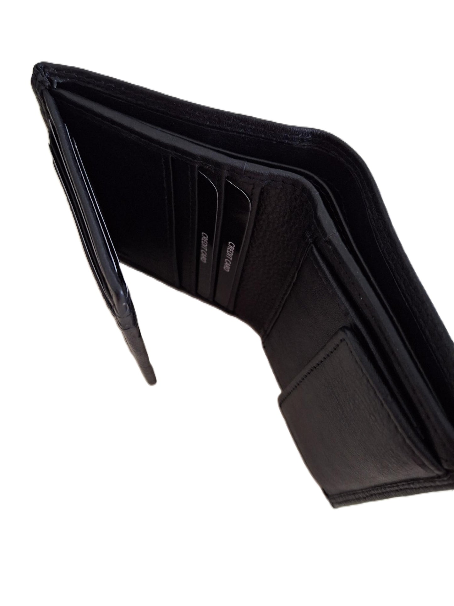 OI kleine zwarte lederen billfold hoog model / verticale portemonnee zeer compact tóch veel ruimte voor pasjes / kleine complete heren beurs / Anti skim / zwart / 667