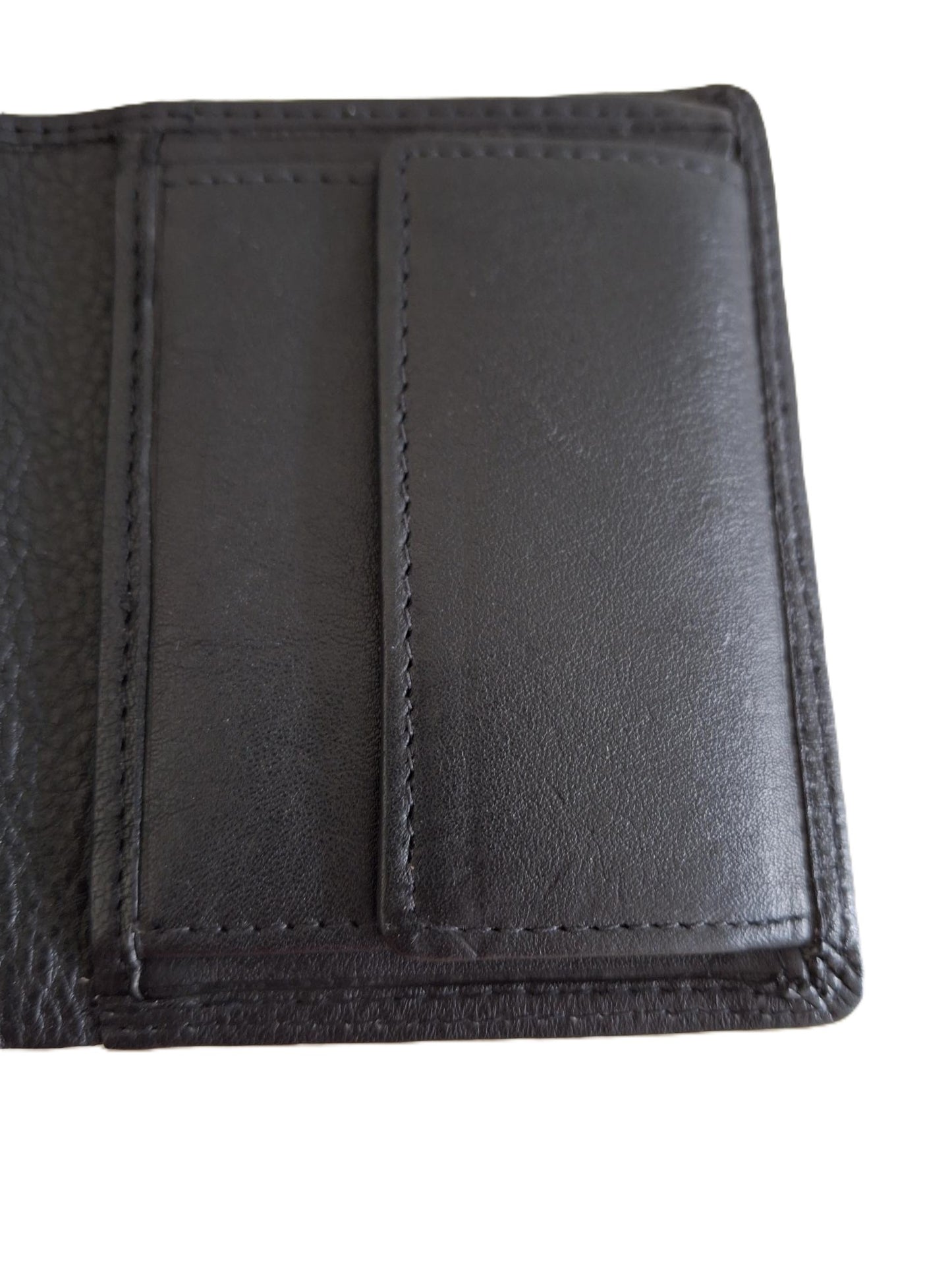 OI kleine zwarte lederen billfold hoog model / verticale portemonnee zeer compact tóch veel ruimte voor pasjes / kleine complete heren beurs / Anti skim / zwart / 667