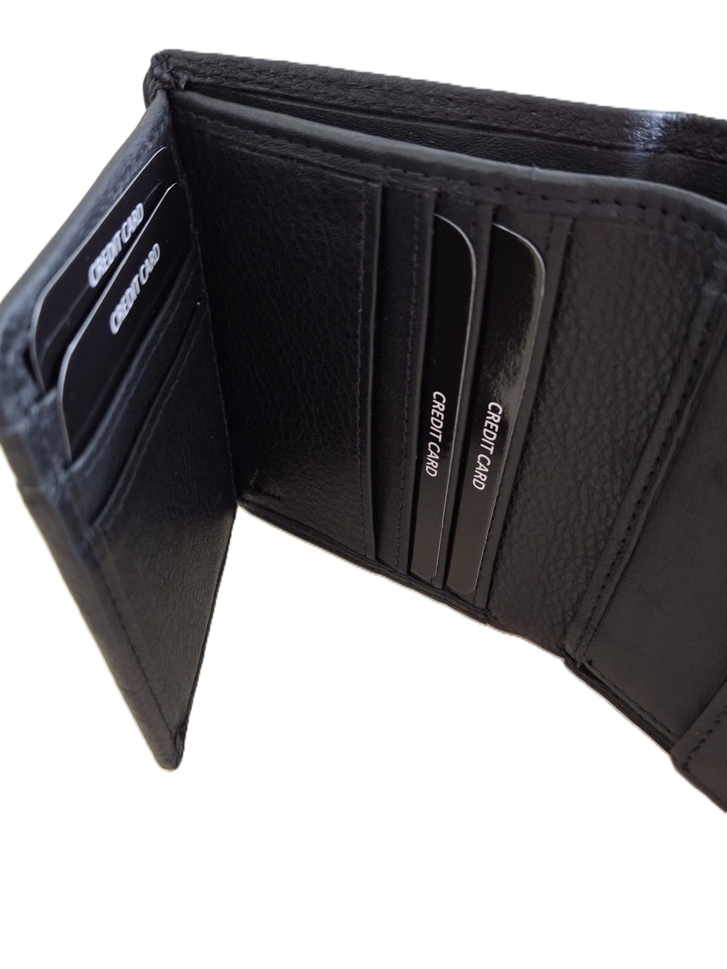 OI kleine zwarte lederen billfold hoog model / verticale portemonnee zeer compact tóch veel ruimte voor pasjes / kleine complete heren beurs / Anti skim / zwart / 667