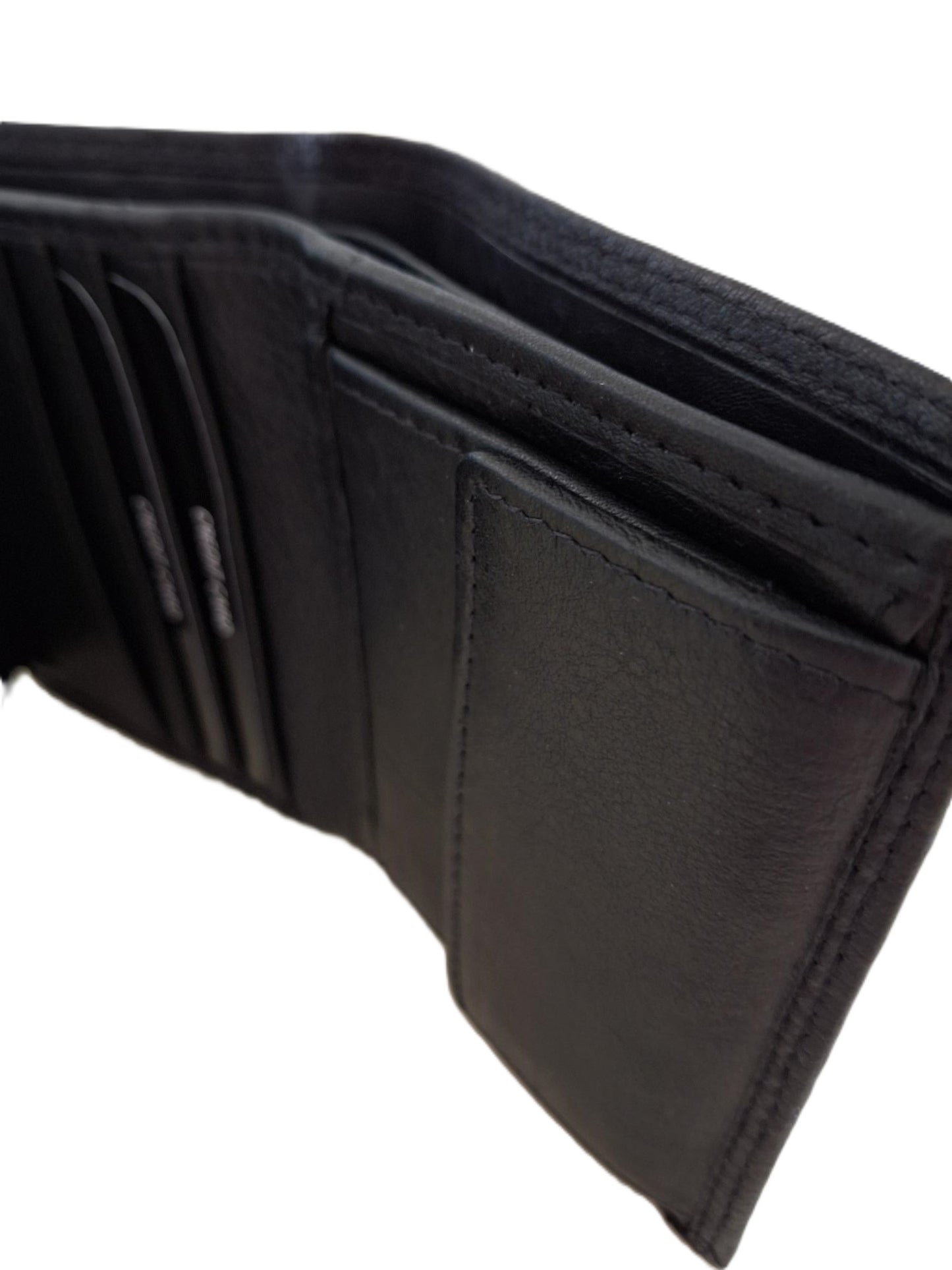 OI kleine zwarte lederen billfold hoog model / verticale portemonnee zeer compact tóch veel ruimte voor pasjes / kleine complete heren beurs / Anti skim / zwart / 667
