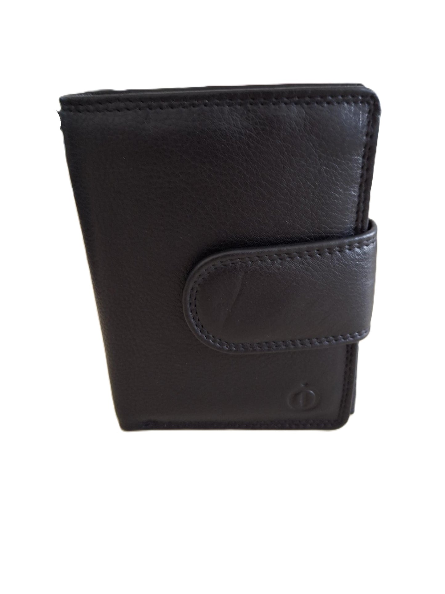 OI zwarte leren dames of heren billfold hoog model afsluitbaar / unisex portemonnee voor veel pasjes met lip om af te sluiten / compacte beurs zwart / RFID SAFE / 668
