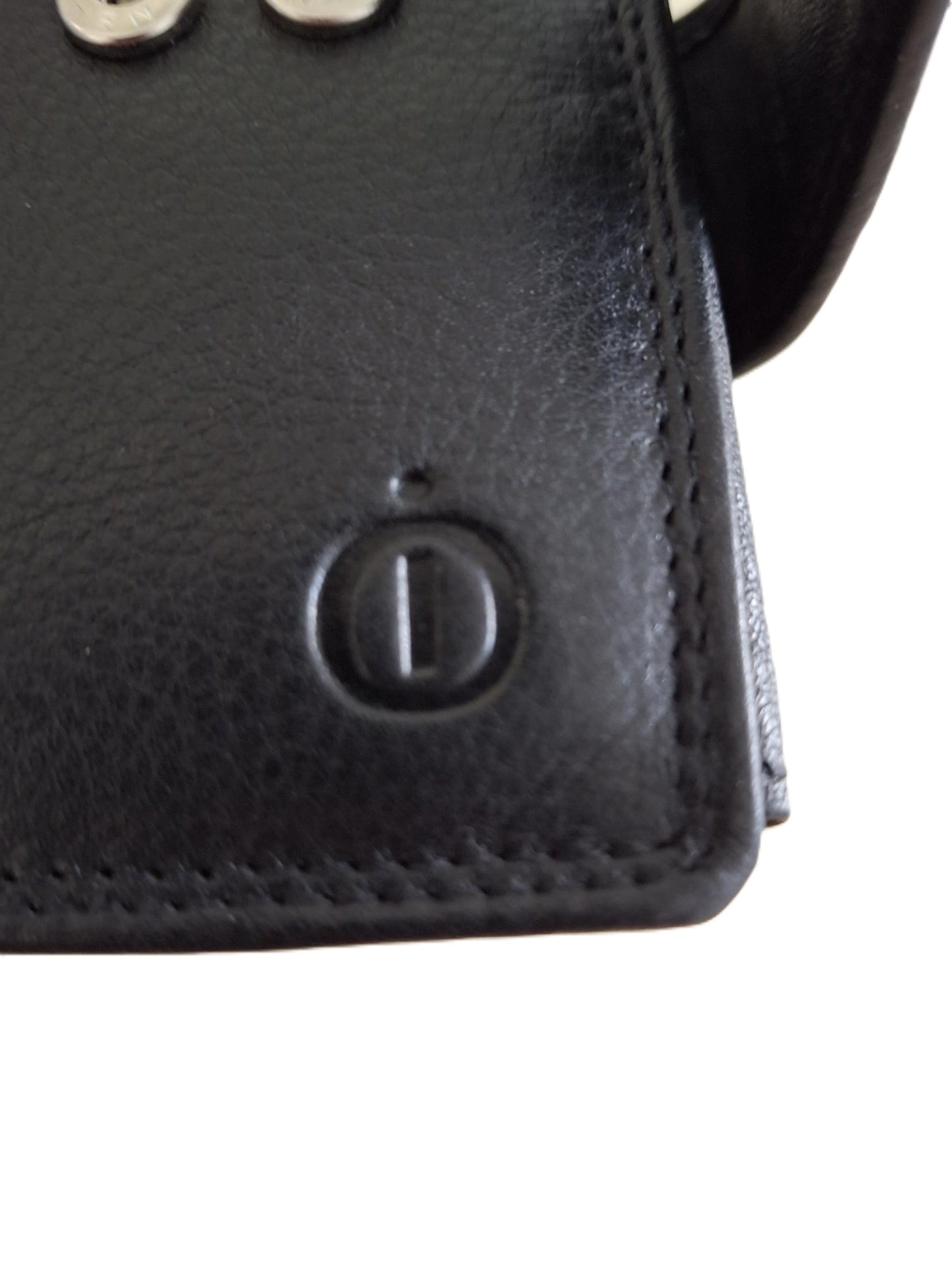 OI zwarte leren dames of heren billfold hoog model afsluitbaar / unisex portemonnee voor veel pasjes met lip om af te sluiten / compacte beurs zwart / RFID SAFE / 668