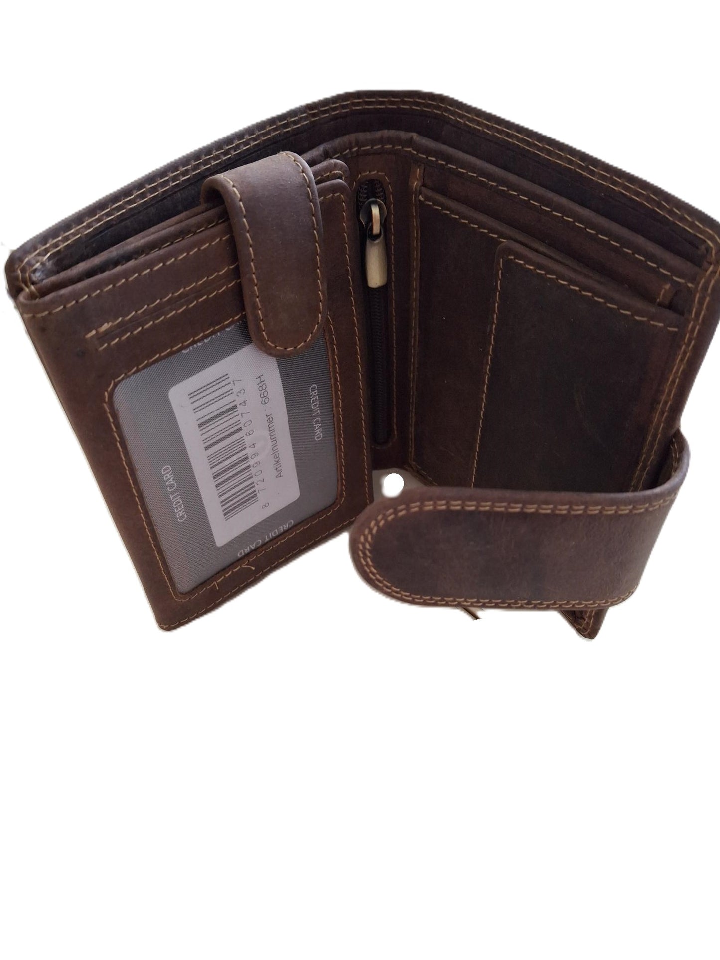 OI Hunter bruine leren dames of heren billfold hoog model afsluitbaar / unisex portemonnee voor veel pasjes met lip om af te sluiten / compacte beurs bruin leer / RFID SAFE / 668H