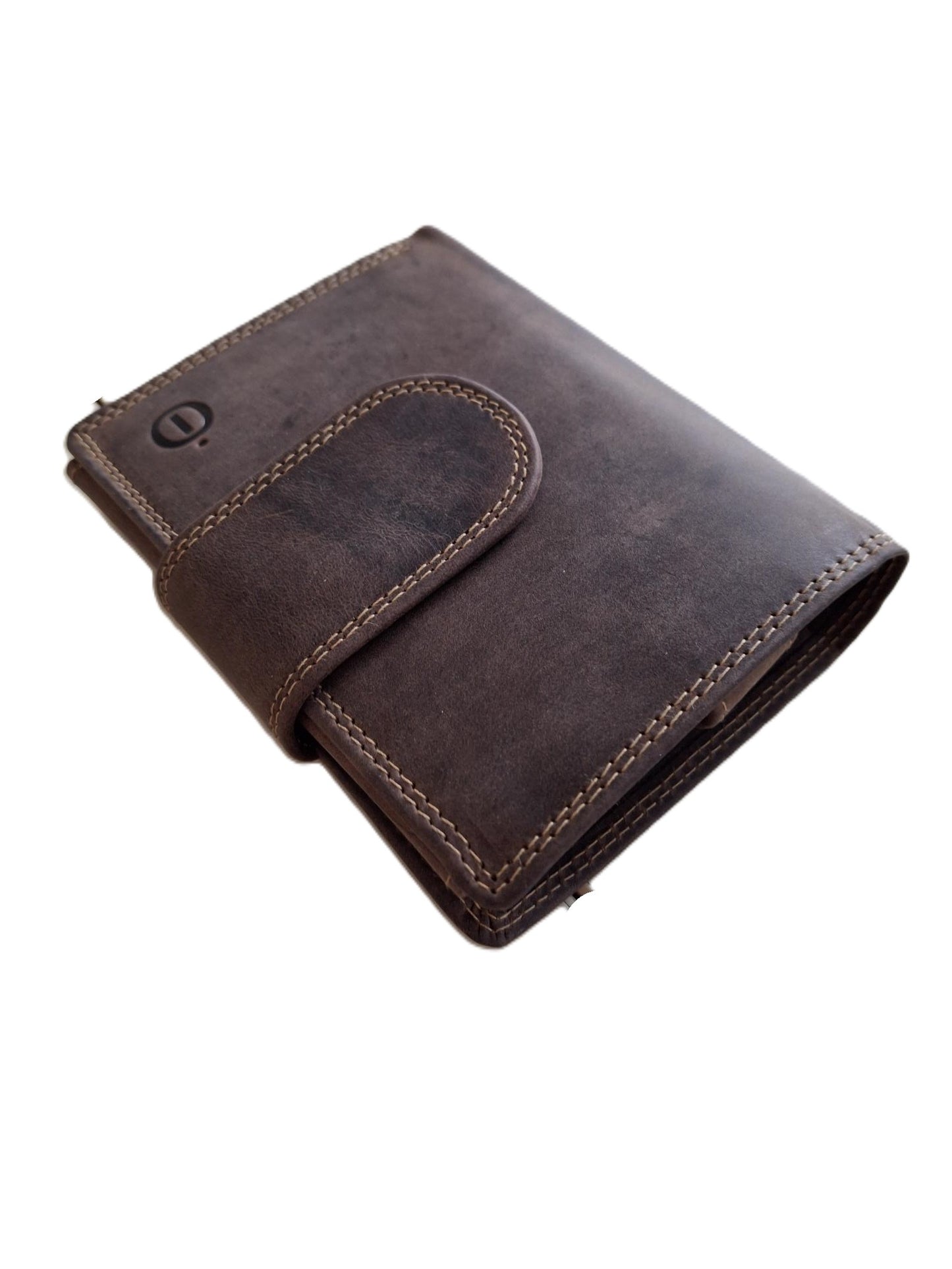 OI Hunter bruine leren dames of heren billfold hoog model afsluitbaar / unisex portemonnee voor veel pasjes met lip om af te sluiten / compacte beurs bruin leer / RFID SAFE / 668H