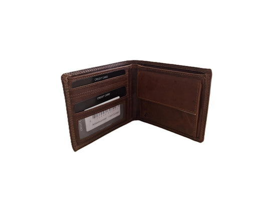 OI LUXE Cognac kleurige lederen herenportemonnee / zeer platte billfold laag model / dunne herenbeurs / RFID SAFE / cognac bruin leer / 116Cognac CRUNCH