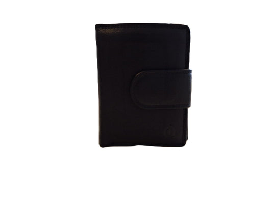 OI zwarte leren dames of heren billfold hoog model afsluitbaar / unisex portemonnee voor veel pasjes met lip om af te sluiten / compacte beurs zwart / RFID SAFE / 668