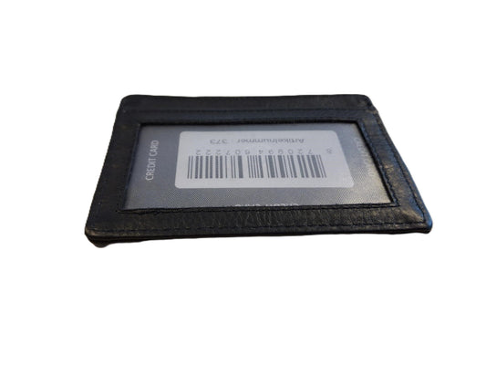 OI zwarte leren Creditcardhouder / zeer dun dubbelzijdig pasjesmapje met zichtvenster / platte leren pasjesouder / RFID SAFE / zwart leer / 373