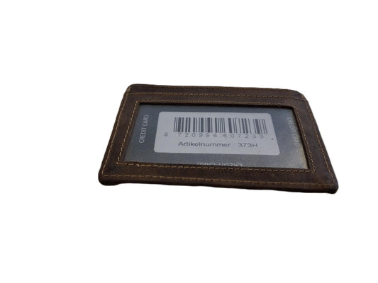 OI Hunter bruine leren Creditcardhouder / zeer dun dubbelzijdig pasjesmapje met zichtvenster / platte leren pasjesouder / RFID SAFE / bruin leer / 373H