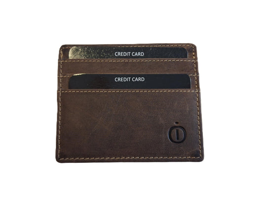 OI Hunter bruine leren Creditcardhouder / zeer dun dubbelzijdig pasjesmapje / platte leren pasjesouder / RFID SAFE / bruin leer / 333H