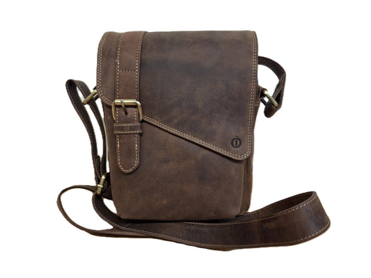 OI LUXE Hunter bruine schoudertas Ruud / luxe tas om om te hangen voor dames / robuuste hunter leren schoudertas Unisex / óók cross te dragen / bruin leer / 595H
