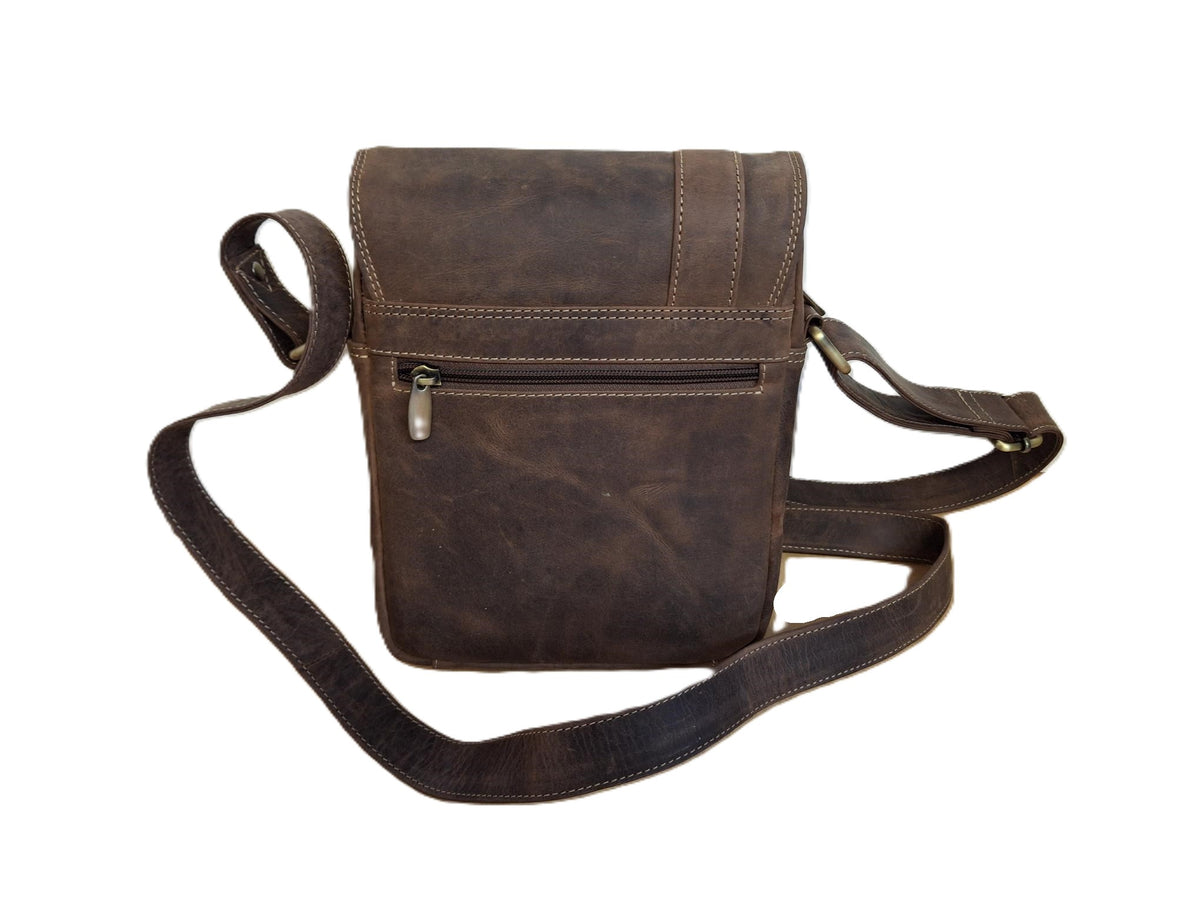 OI LUXE Hunter bruine schoudertas Ruud / luxe tas om om te hangen voor dames / robuuste hunter leren schoudertas Unisex / óók cross te dragen / bruin leer / 595H