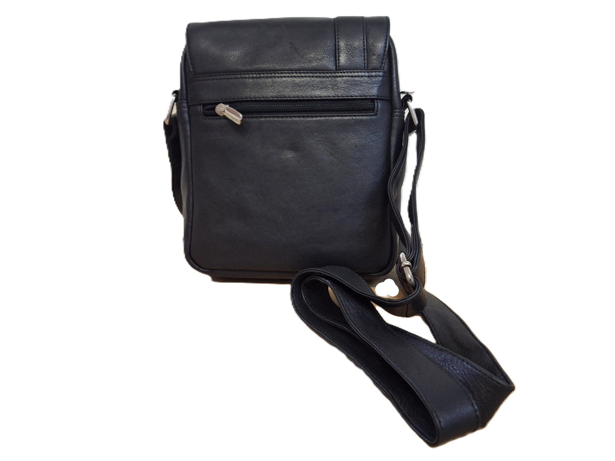 OI LUXE zwarte leren schoudertas Ruud / luxe tas om om te hangen voor dames / robuuste zwarte leren schoudertas Unisex / óók cross te dragen / zwart leer /m 595