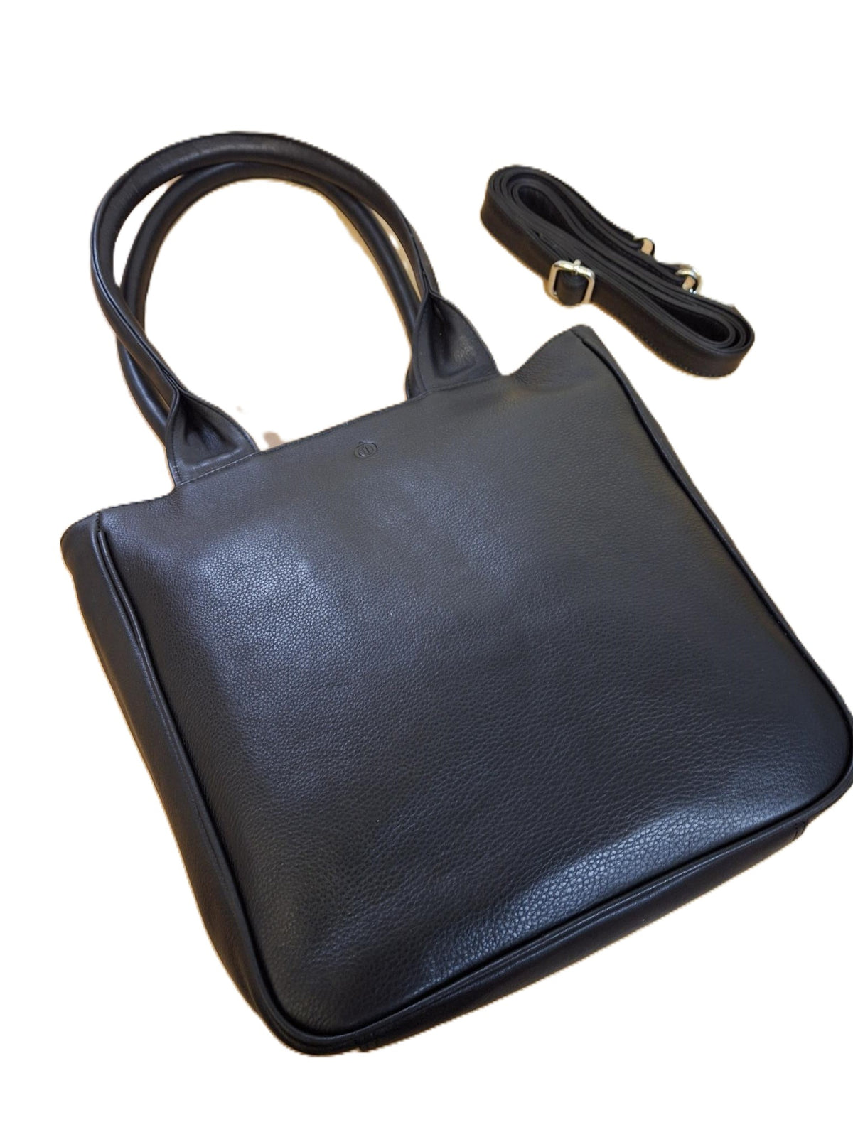 Oi zwarte leren schoudertas José / compacte shopper bag / tas te gebruiken als schoudertas, draagtas en handtas / zwarte leren tas met lange handvatten / zwart rundsleer / 597