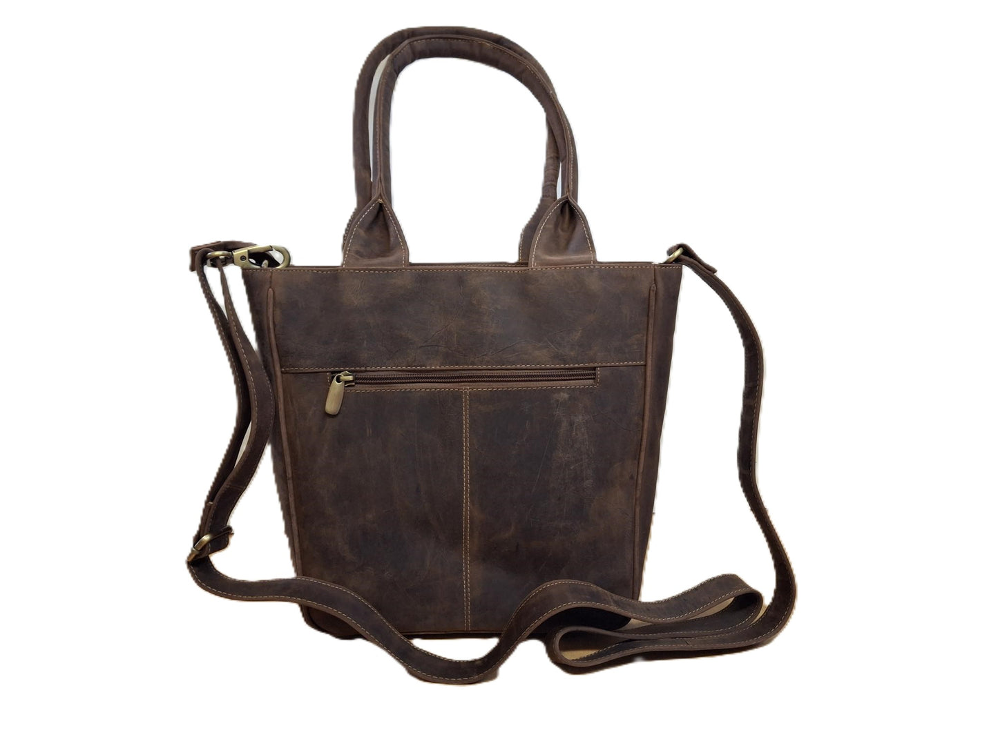 Oi Hunter bruine leren schoudertas José / compacte shopper bag / tas te gebruiken als schoudertas, draagtas en handtas / bruine leren tas met lange handvatten / bruin rundsleer / 597H