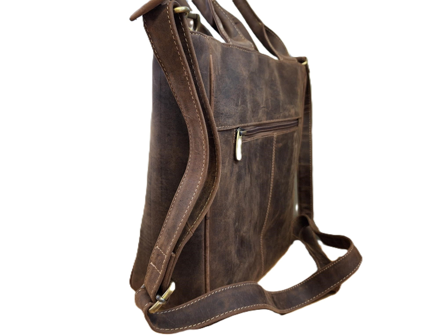 Oi Hunter bruine leren schoudertas José / compacte shopper bag / tas te gebruiken als schoudertas, draagtas en handtas / bruine leren tas met lange handvatten / bruin rundsleer / 597H