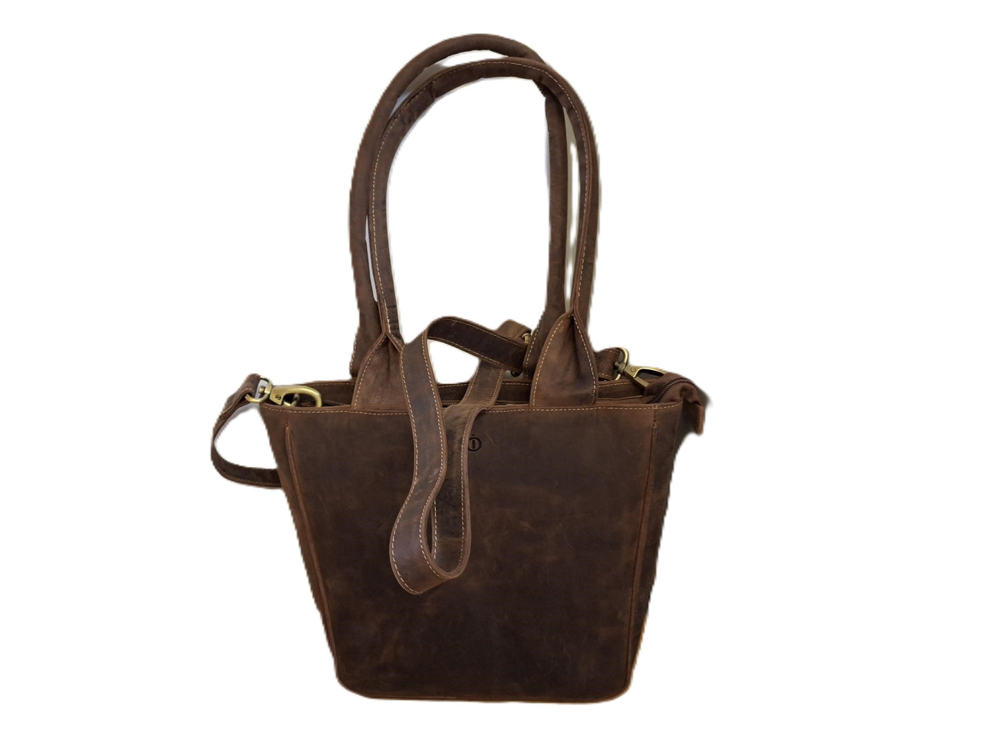 Oi Hunter bruine leren schoudertas José / compacte shopper bag / tas te gebruiken als schoudertas, draagtas en handtas / bruine leren tas met lange handvatten / bruin rundsleer / 597H