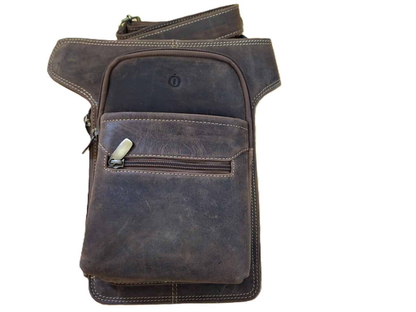 Oi Hunter bruine lederen heuptas XL / verticale tas voor op heup of buik / grote tas om veilig te dragen / bruin leer / 615H