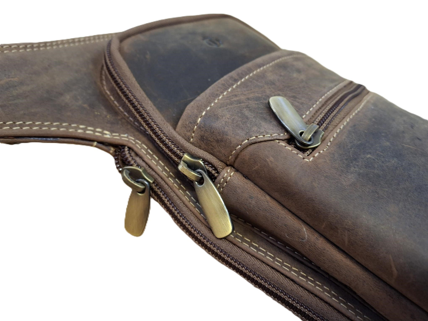 Oi Hunter bruine lederen heuptas XL / verticale tas voor op heup of buik / grote tas om veilig te dragen / bruin leer / 615H