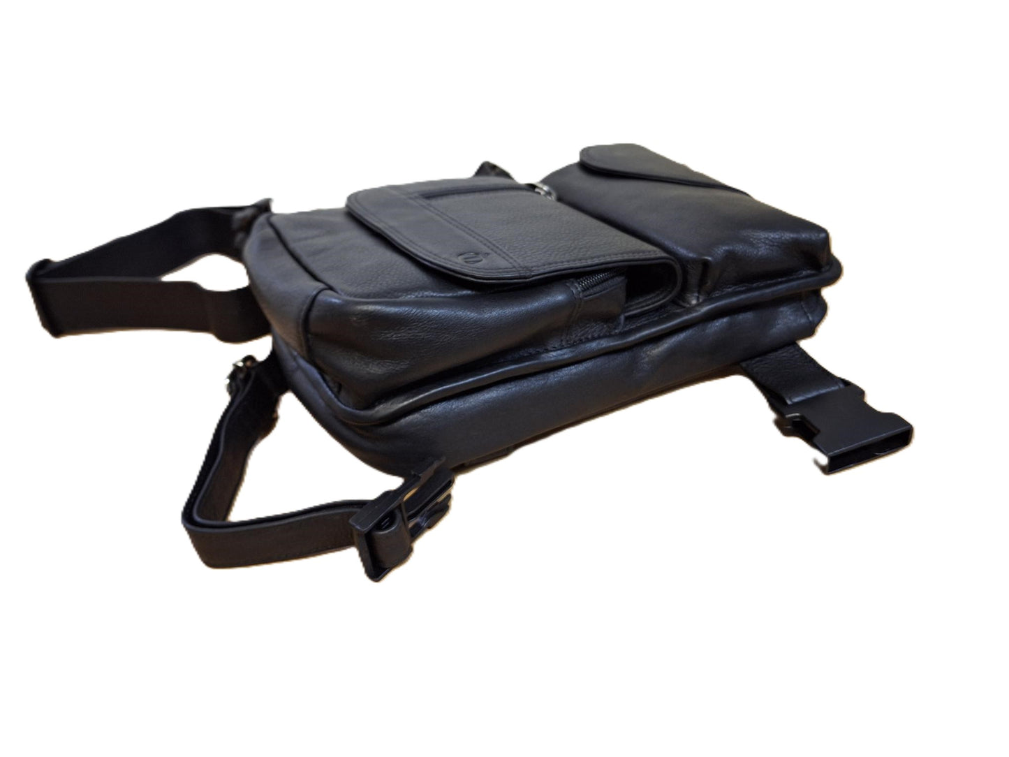 Oi zwarte leren Beentas Willem / stoere ruime been-tas / beenholster / praktische tas voor motorrijders / motortas voor om been / zwart leer / 598