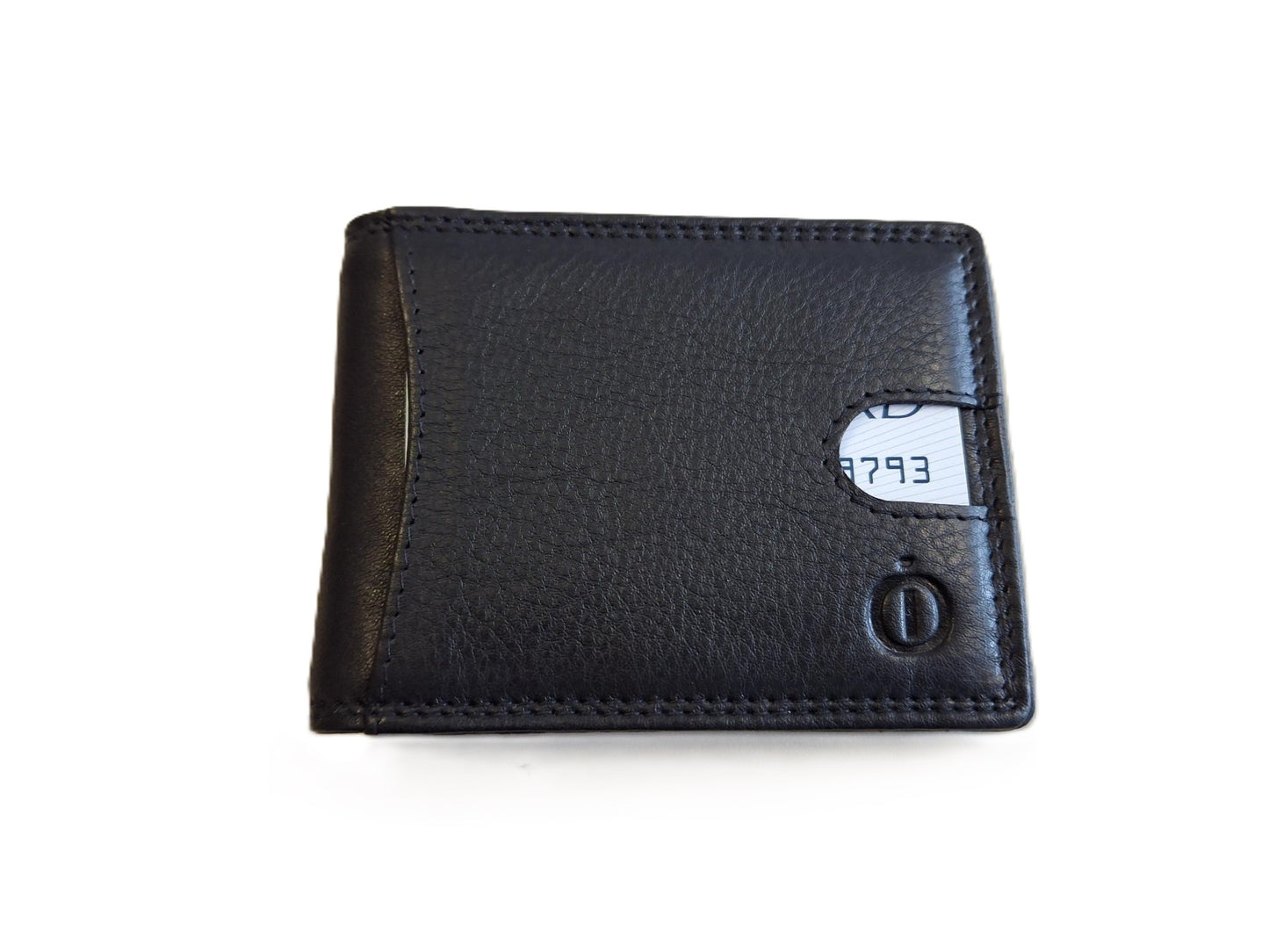 Oi zwarte leren billfold met dollarclip / herenportemonnee met geldklem en ruimte voor pasjes / platte portemonnee zonder kleingeldvak / RFID SAFE / zwart / 681