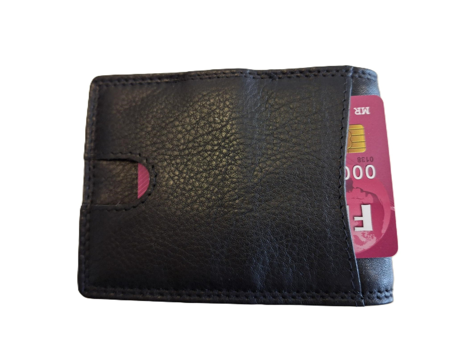 Oi zwarte leren billfold met dollarclip / herenportemonnee met geldklem en ruimte voor pasjes / platte portemonnee zonder kleingeldvak / RFID SAFE / zwart / 681