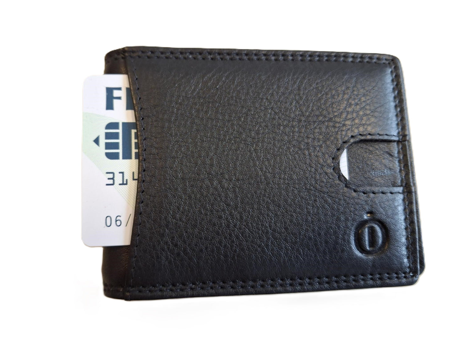 Oi zwarte leren billfold met dollarclip / herenportemonnee met geldklem en ruimte voor pasjes / platte portemonnee zonder kleingeldvak / RFID SAFE / zwart / 681