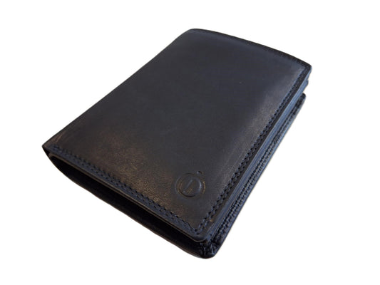 OI donker blauwe lederen heren portemonnee / donker blauw leren billfold hoog model / beurs voor veel pasjes / RFID SAFE / blauw leer / 104ROBL