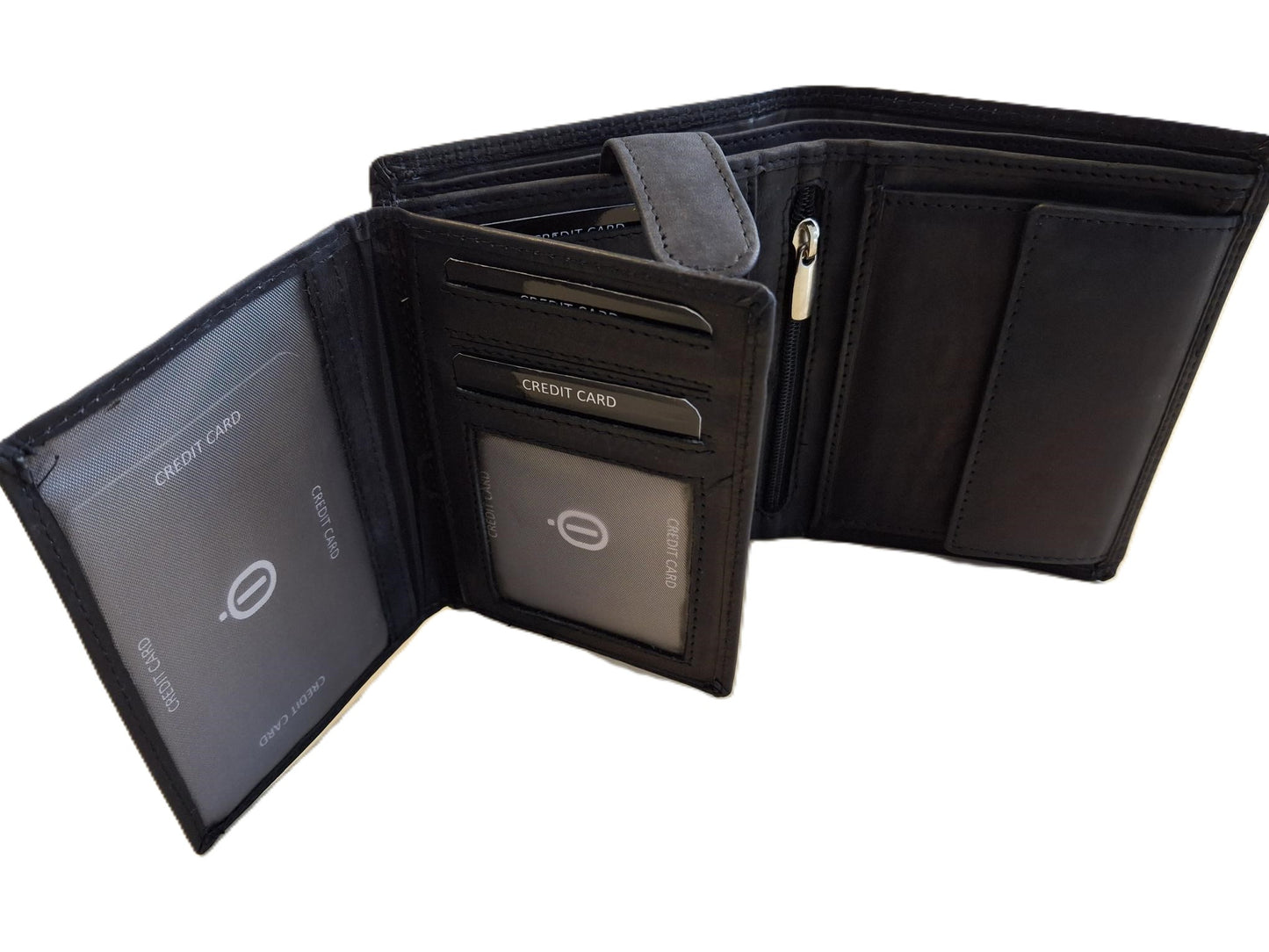 OI donker blauwe lederen heren portemonnee / donker blauw leren billfold hoog model / beurs voor veel pasjes / RFID SAFE / blauw leer / 104ROBL