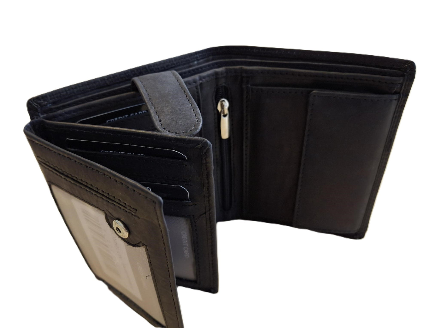OI donker blauwe lederen heren portemonnee / donker blauw leren billfold hoog model / beurs voor veel pasjes / RFID SAFE / blauw leer / 104ROBL