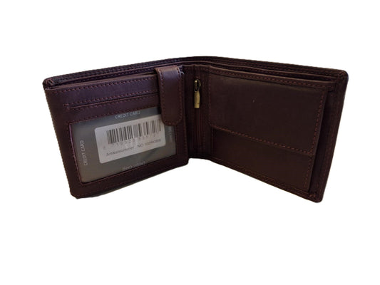 OI bordeaux rode leren heren portemonnee / klassieke billfold laag model voor veel pasjes / complete portemonnee voor veel pasjes standaard model / anti skim / bordo rood / 102ROBR
