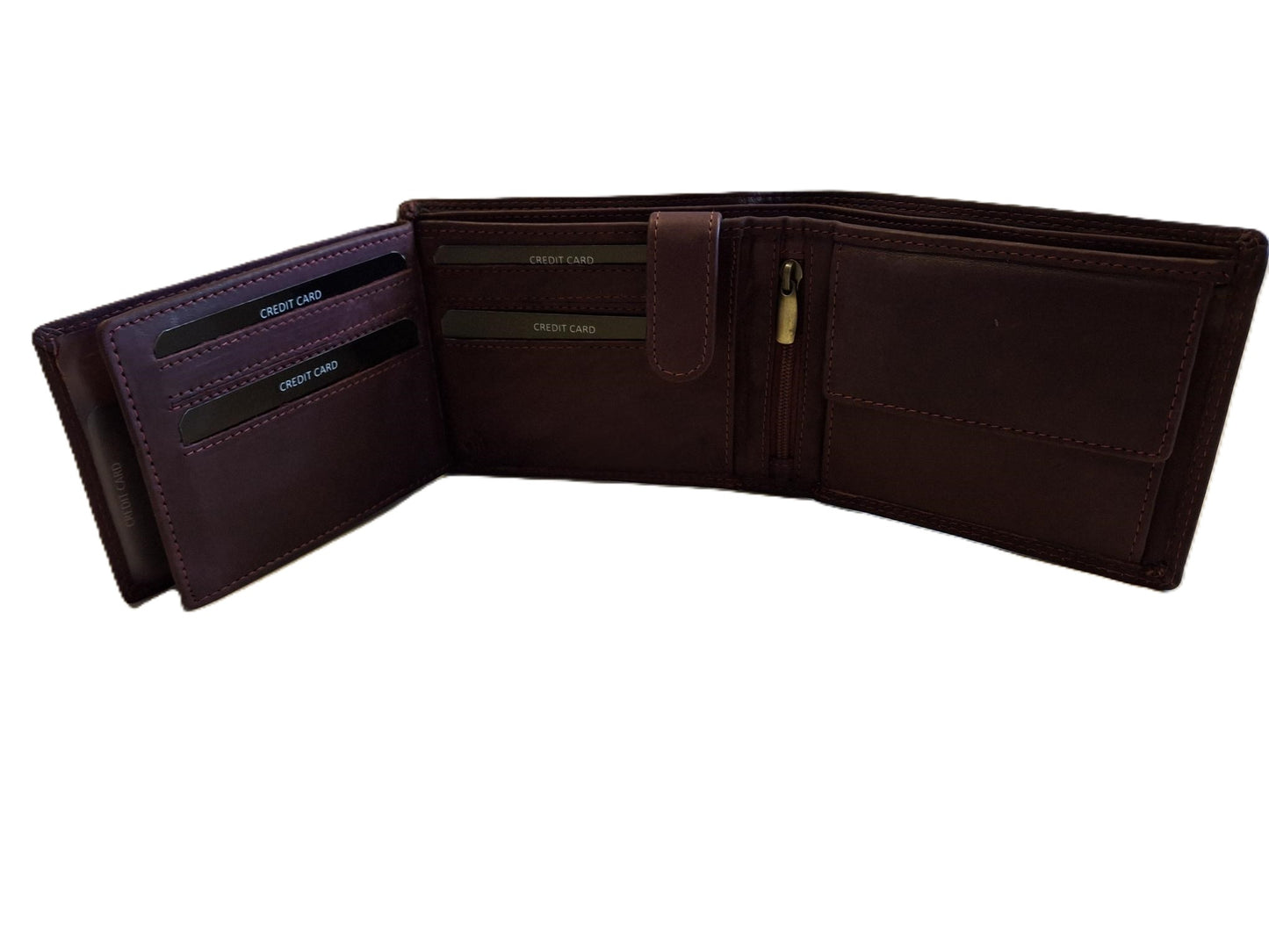 OI bordeaux rode leren heren portemonnee / klassieke billfold laag model voor veel pasjes / complete portemonnee voor veel pasjes standaard model / anti skim / bordo rood / 102ROBR